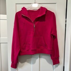 Vibrant Pink Half-Zip Hoodie